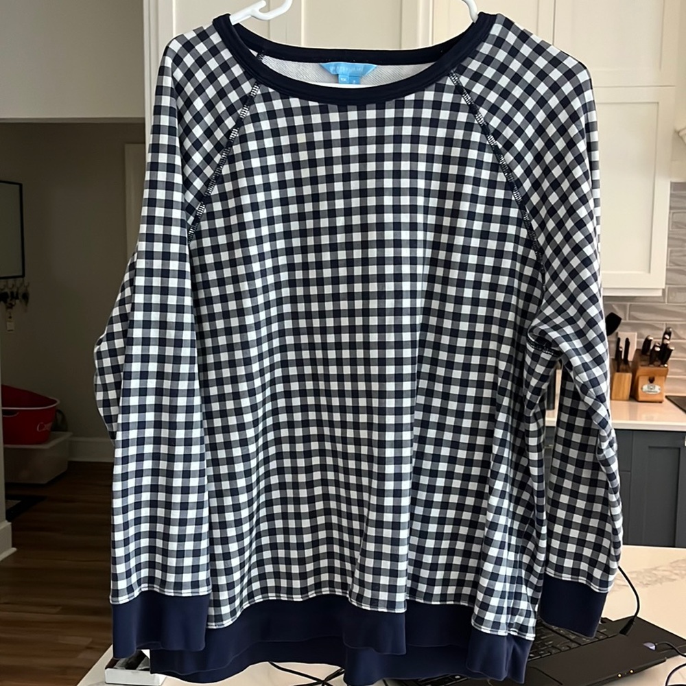 Draper James navy gingham sweatshirt